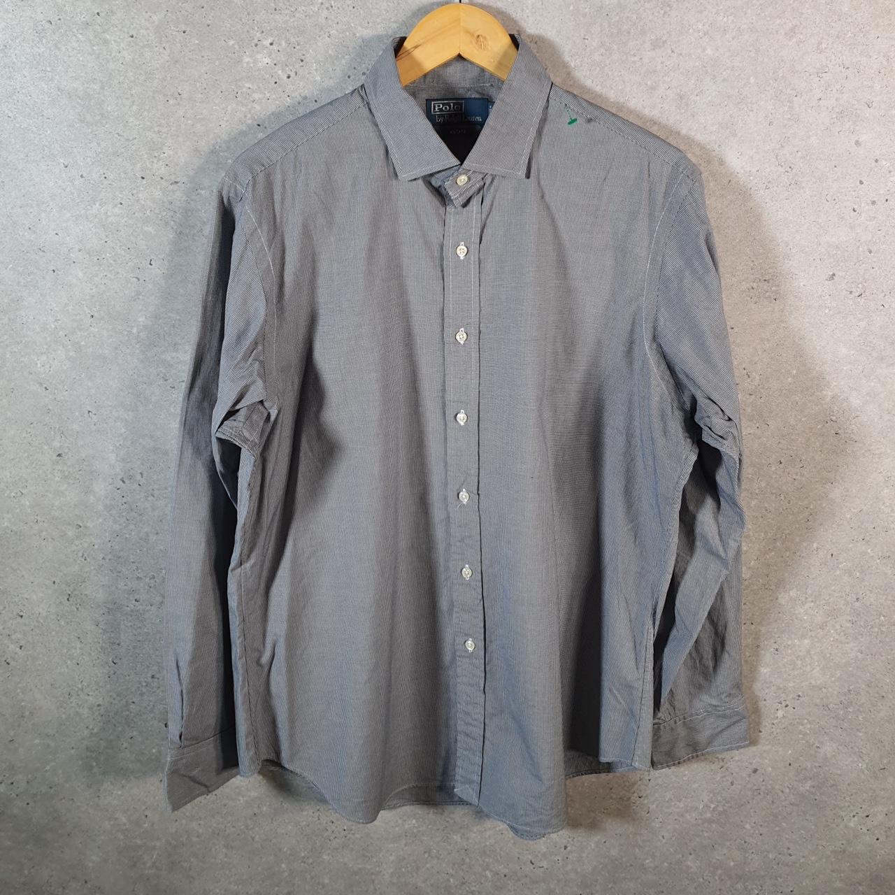 Vintage Ralph Lauren Button Down Shirt Men’s Large Grey Fish Eye Classic Cotton Pony Casual Big Fish Vintage