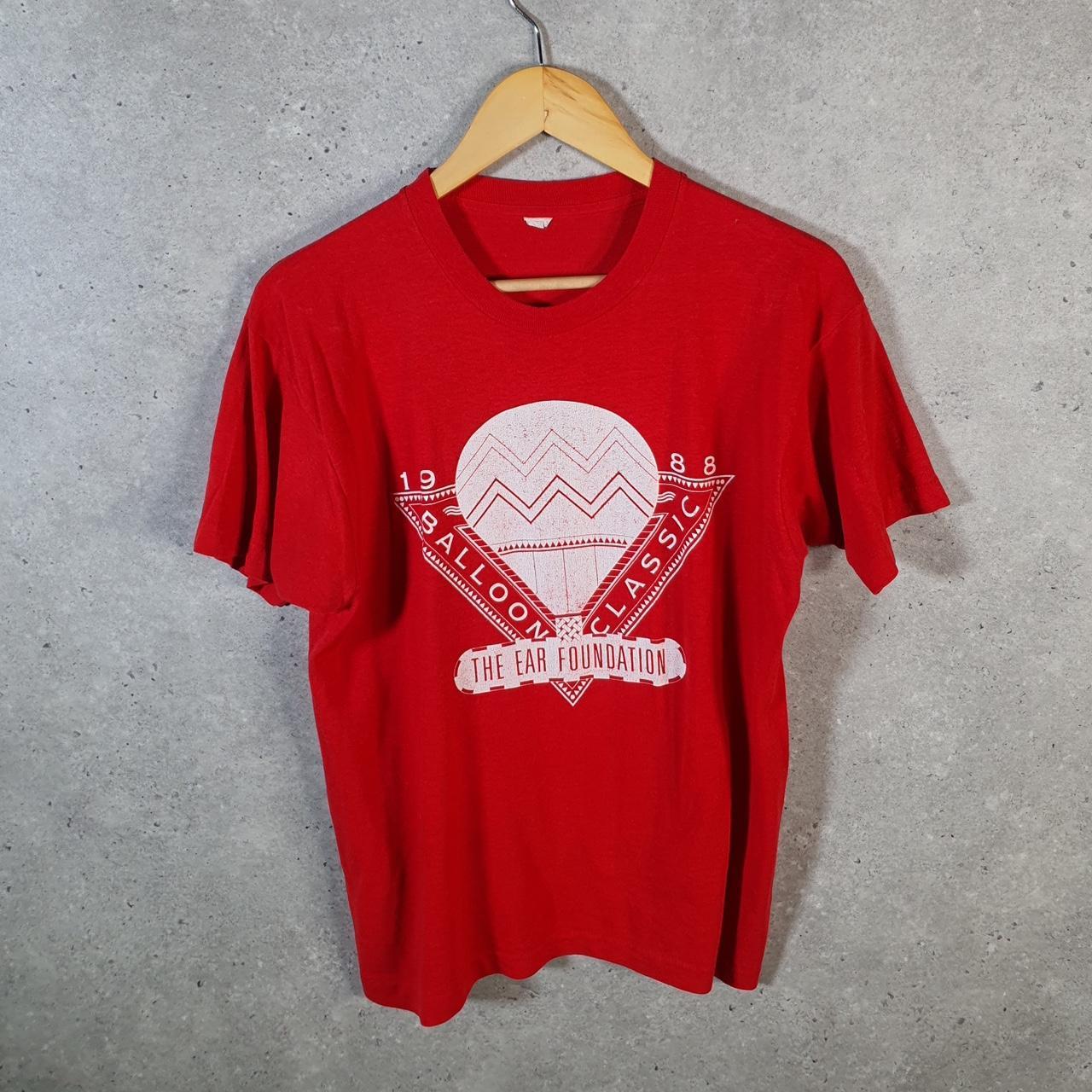 Vintage 1988 Balloon Ear Foundation USA Screen Stars Single Stitch T Shirt Men’s Large Red Big Fish Vintage