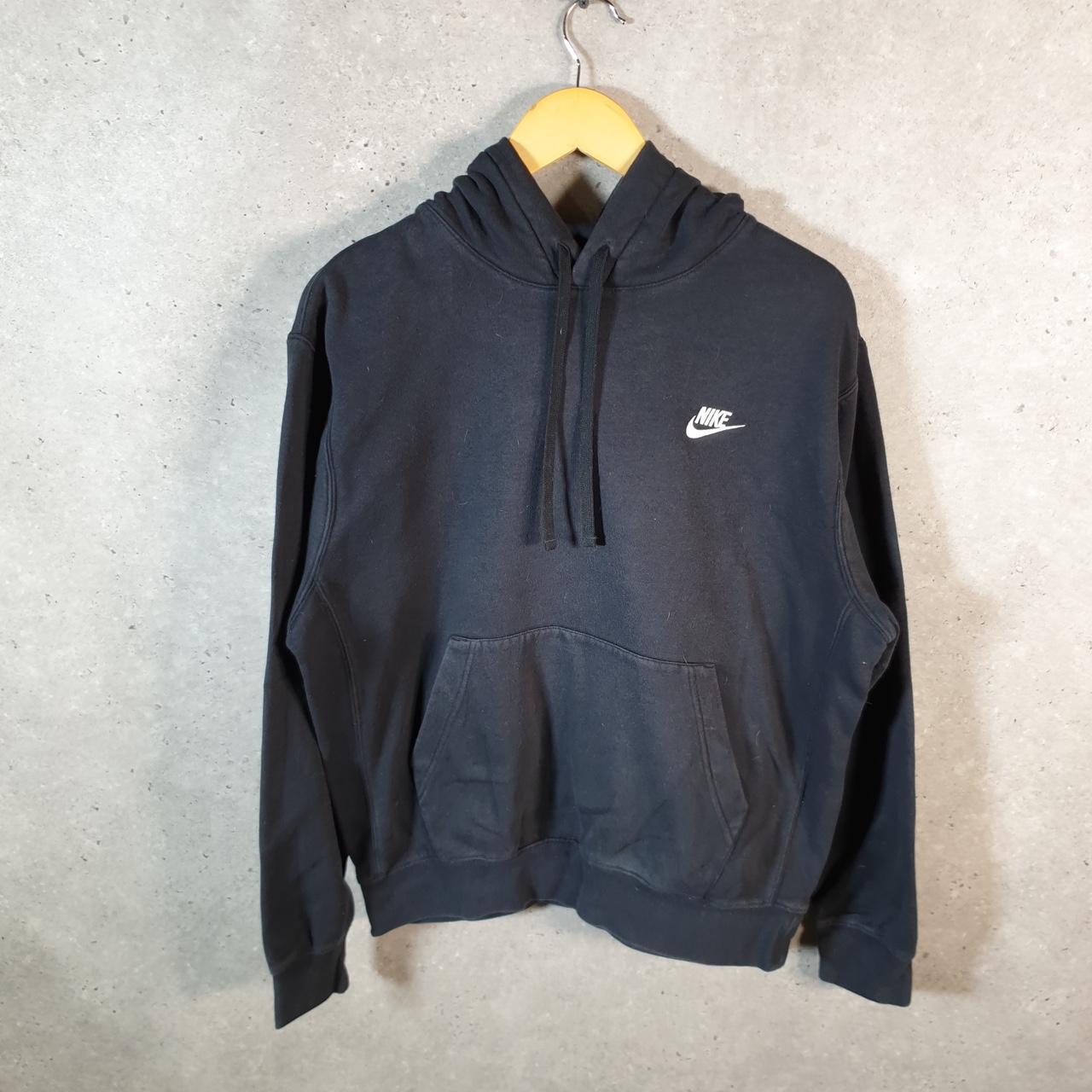 Vintage Nike Club Embroidered Hoodie Men’s Medium Black Swoosh Y2K Pullover