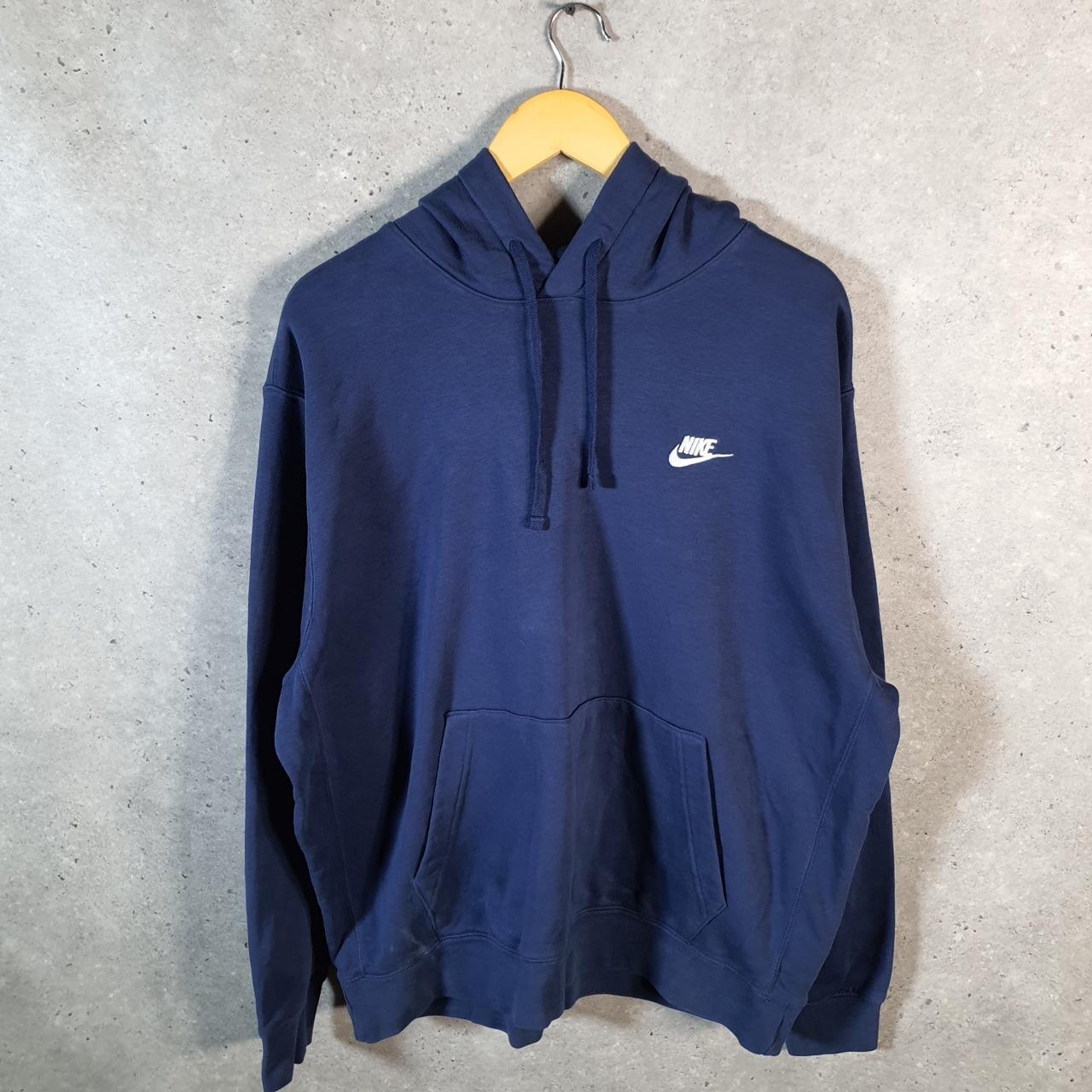 Vintage Nike Club Embroidered Hoodie Men’s XL Blue Swoosh Y2K Pullover Logo