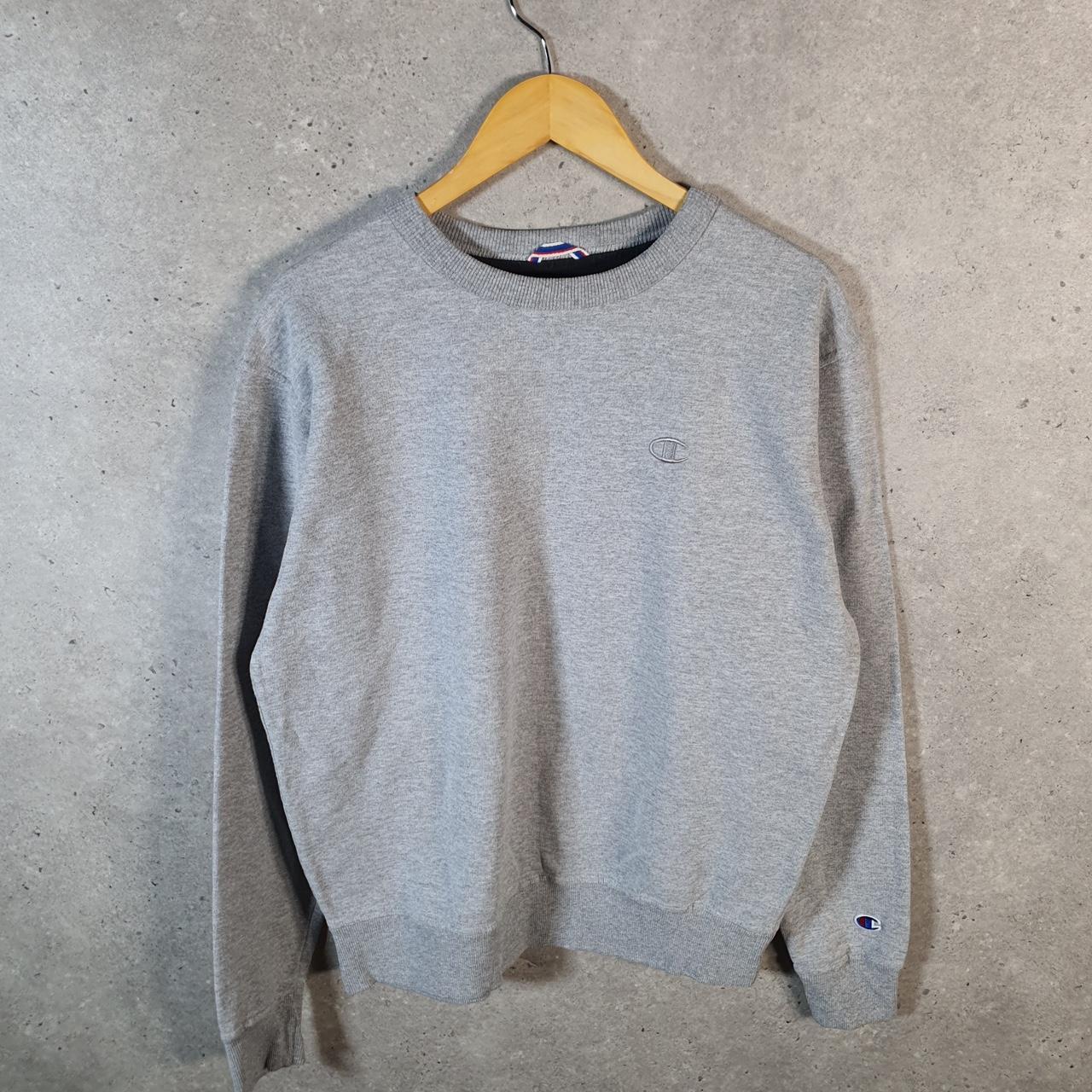Vintage Champion Sweatshirt Men’s Medium Grey USA Pullover Spellout Logo