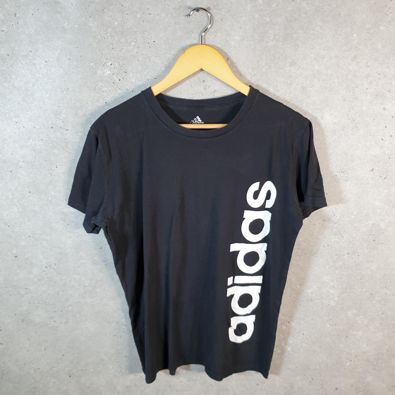 Vintage Adidas Spellout T Shirt Shirt Men’s XL Black Three Stripes Logo Athletic C9877