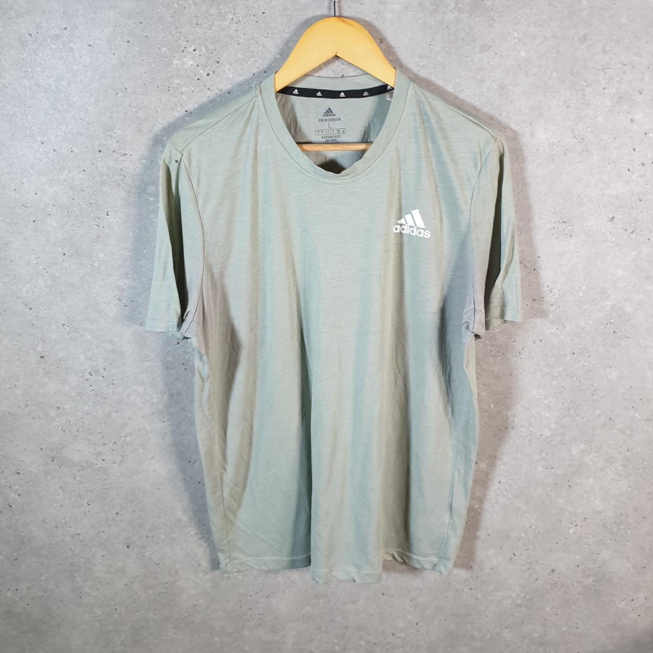 Vintage Adidas Primegreen Aeroready T Shirt Men’s Large Green Graphic Three Stripes Athletic