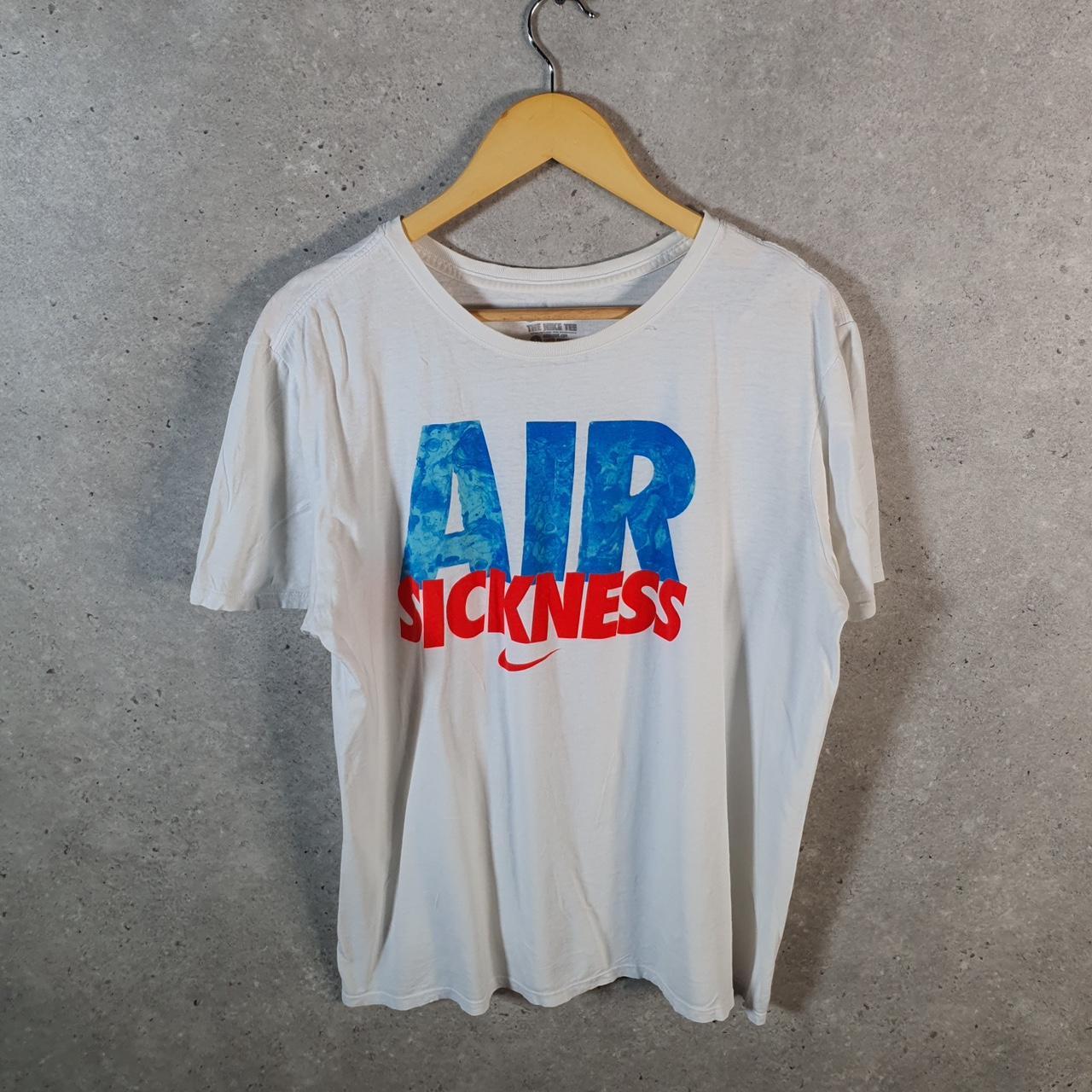 Vintage Nike Air Sickness Spellout T Shirt Men’s Large White Logo Swoosh Athletic