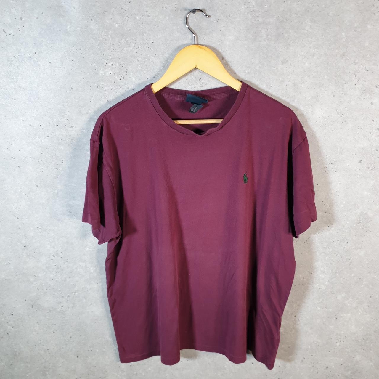 Vintage Ralph Lauren T Shirt Men’s Large Burgundy Custom Fit Embroidered Pony