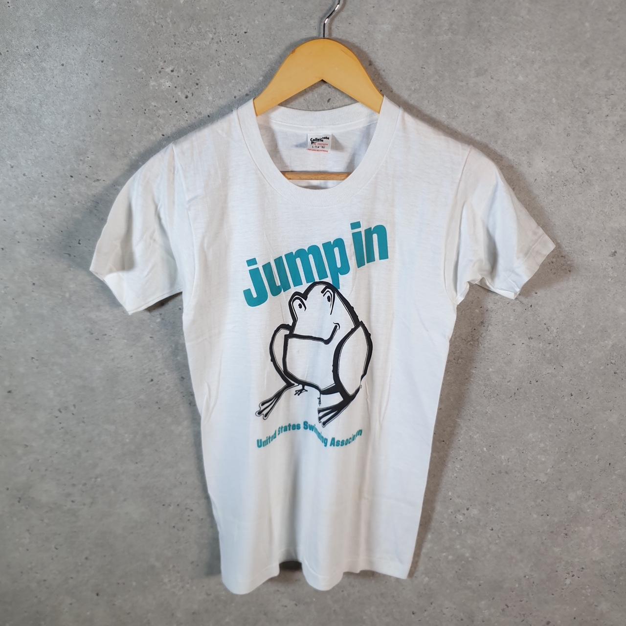 Vintage Collegiate Pacific Frog Jump In 90s USA Single Stitch T Shirt Womens Large White