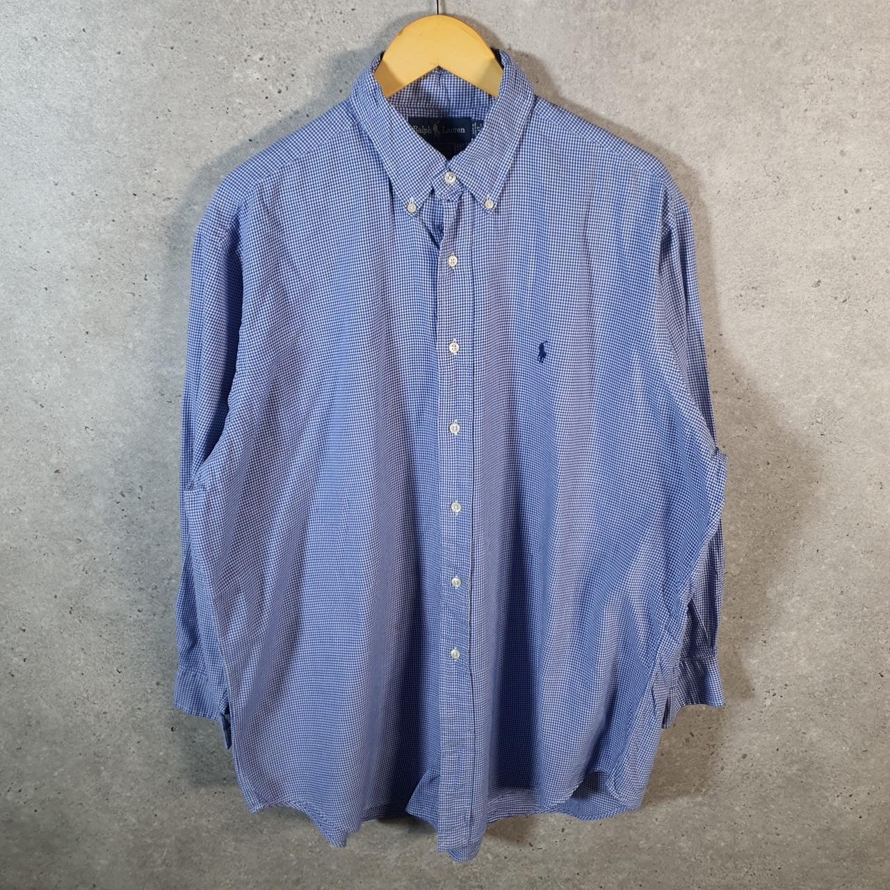 Vintage Ralph Lauren Button Down Shirt Men’s XL Yarmouth Checkered Blue Pony