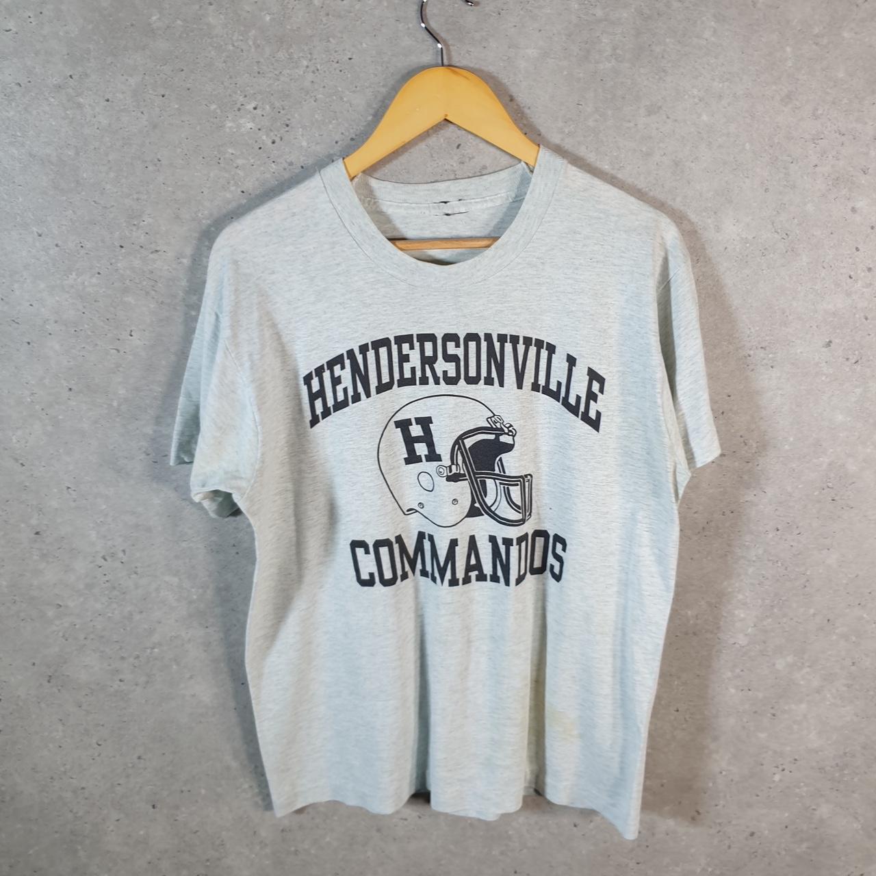 Vintage Hendersonville Commandos NFL USA 90s Single Stitch T Shirt Men’s Medium Grey C8804