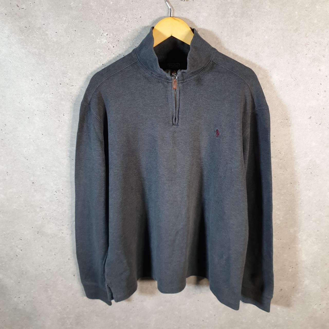 Vintage Ralph Lauren Polo 1/4 Zip Sweatshirt Men’s Large Grey Cotton Pullover Pony