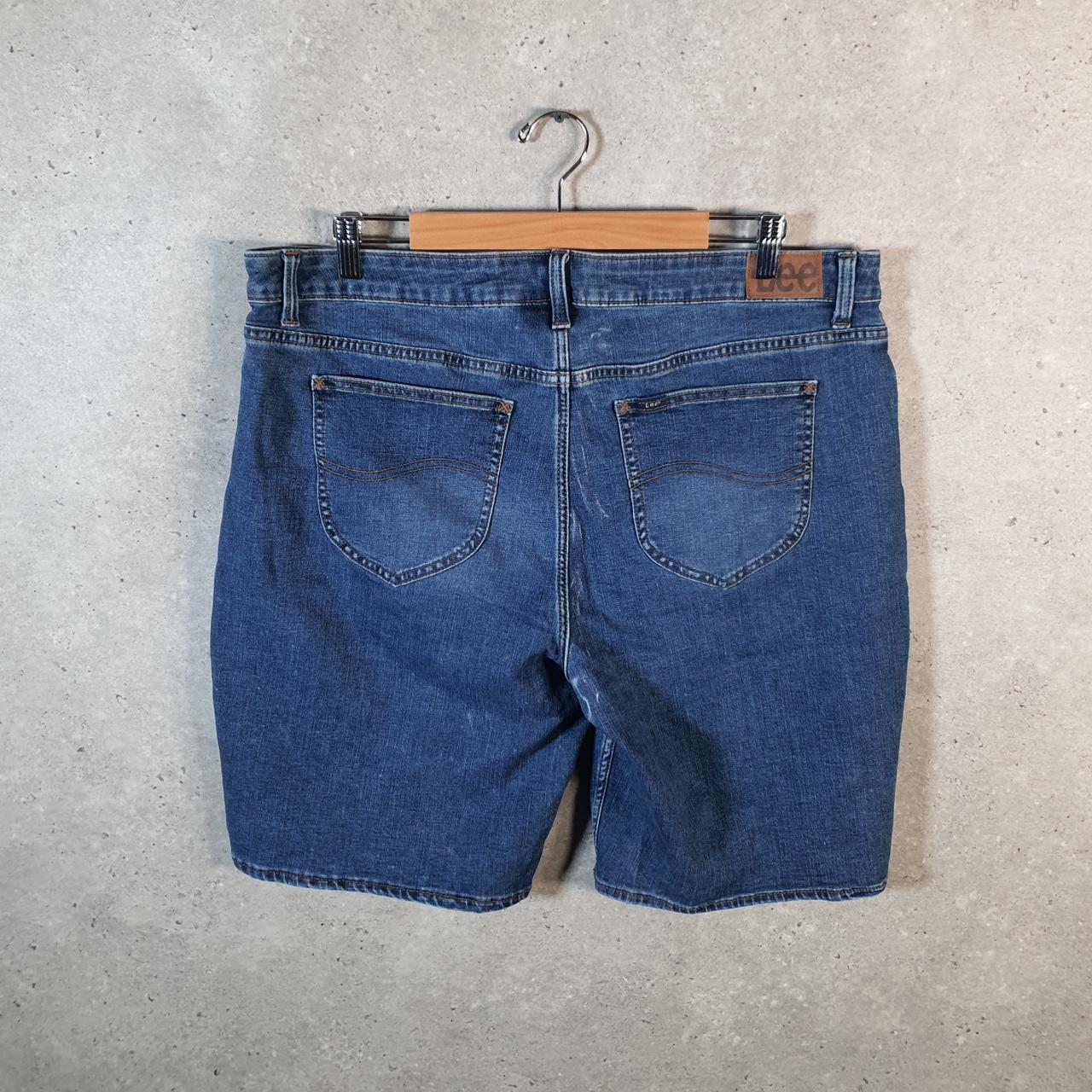 Vintage Lee Baggy Shorts Jorts Cargo Womens W38 Blue Denim Relaxed Cargo