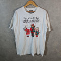 Vintage Joe Boxer Girlfriend Dog Singing 90s USA Single Stitch T Shirt Men’s Large White