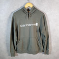 Vintage Carhartt Hoodie Womens Large Grey Pullover Blank USA Relaxed Fit