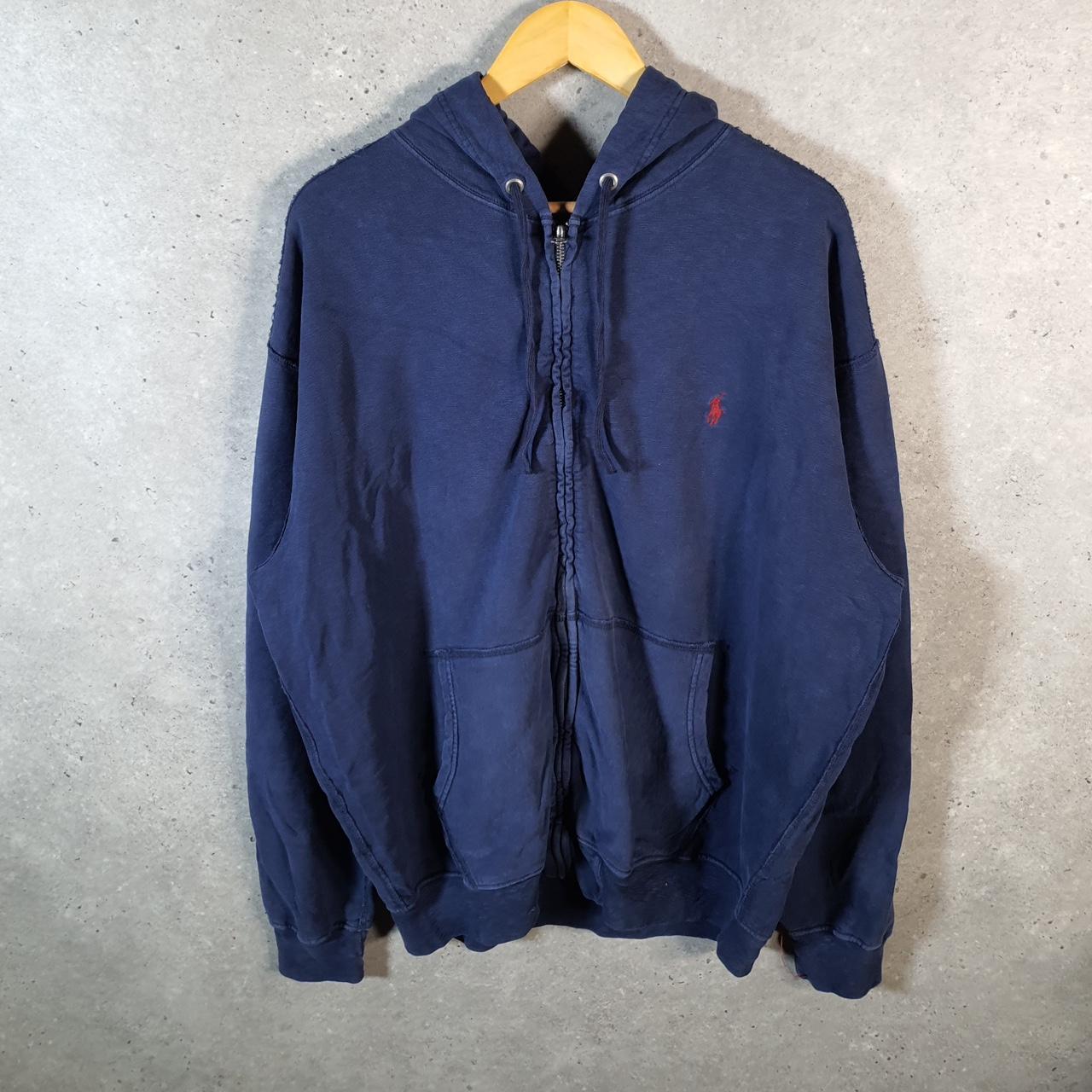 Vintage Ralph Lauren Polo Full Zip Hodie Men’s XL Tall Navy Blue Cotton Pony