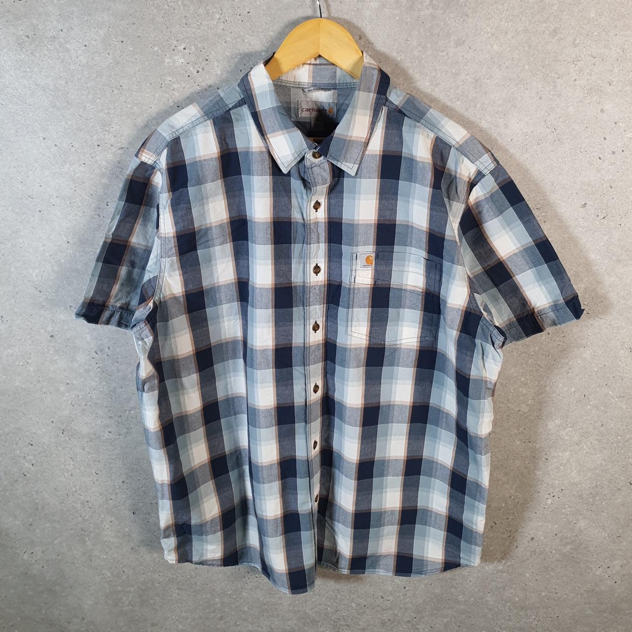 Vintage Carhartt Shirt Button Down Mens XL Blue Short Sleeve Utility Relaxed Fit