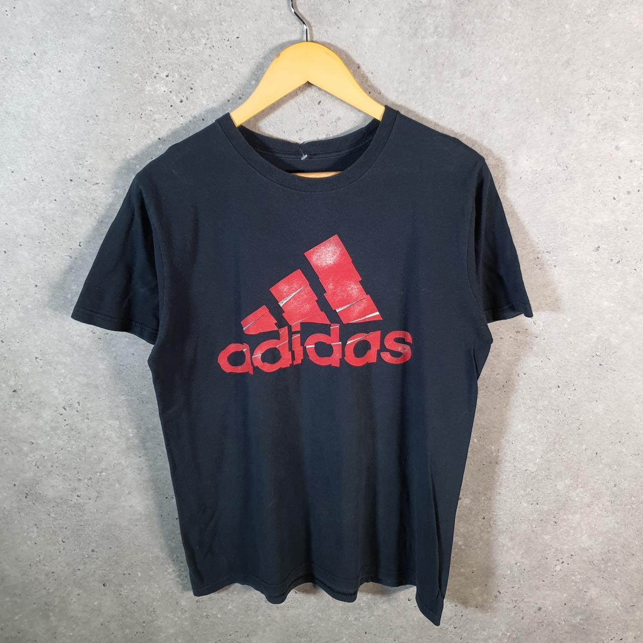 Vintage Adidas Go Tee T Shirt Men’s Medium Black Three Stripes Logo Athletic