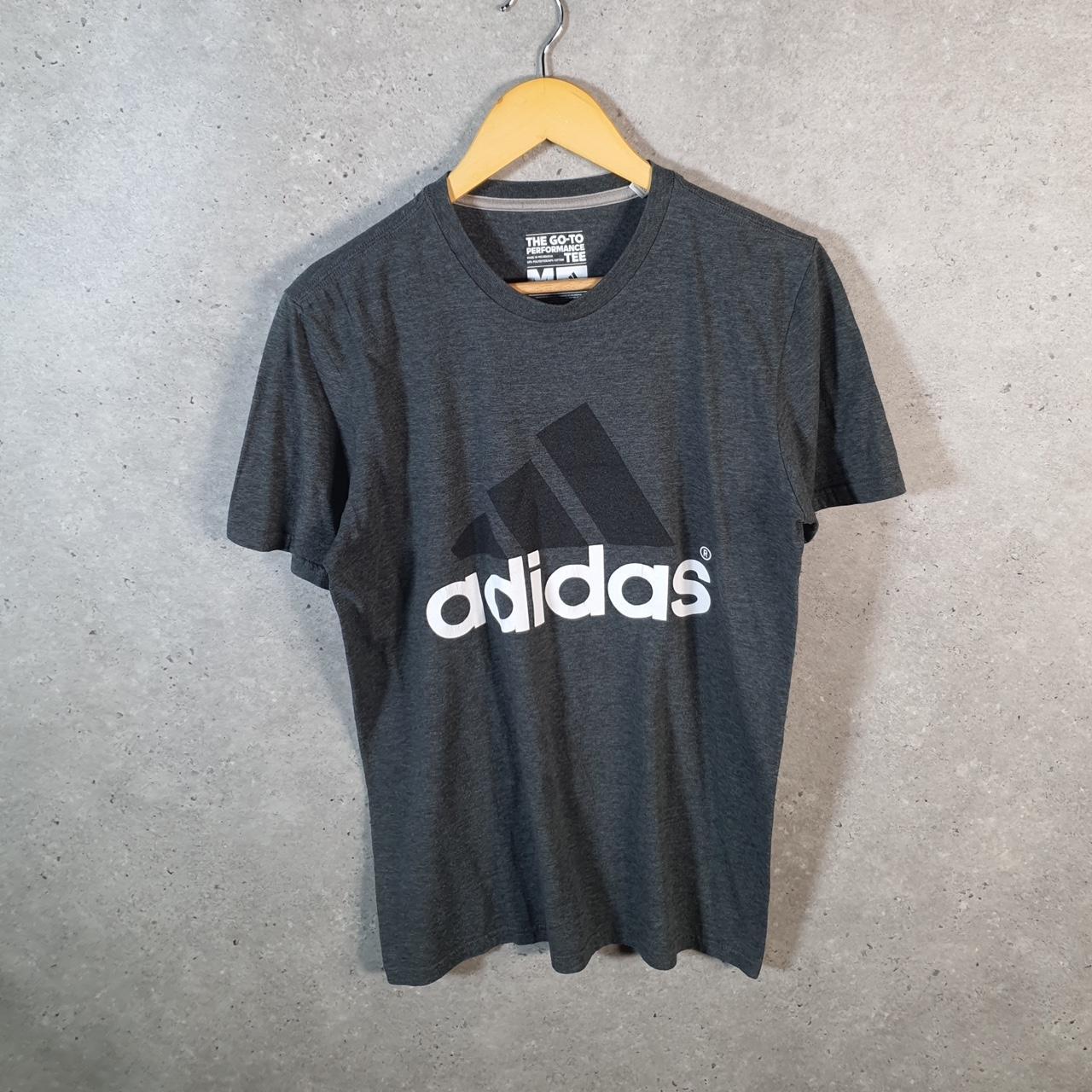 Vintage Adidas Go Tee T Shirt Shirt Men’s Medium Grey Three Stripes Logo Athletic C9676