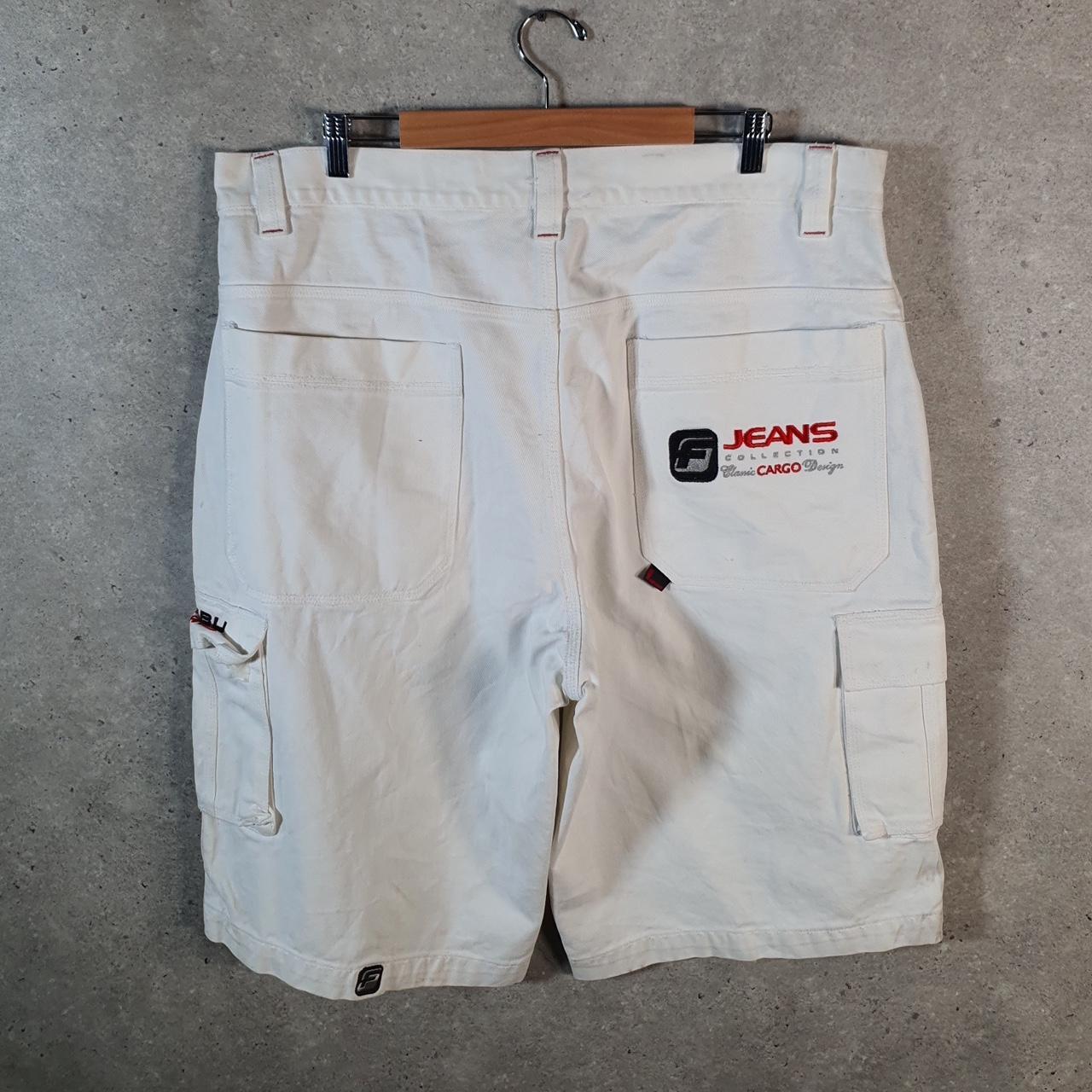 Vintage Fubu Baggy Y2K Hip Hop Jorts Shorts Mens W42 White Denim USA A4675