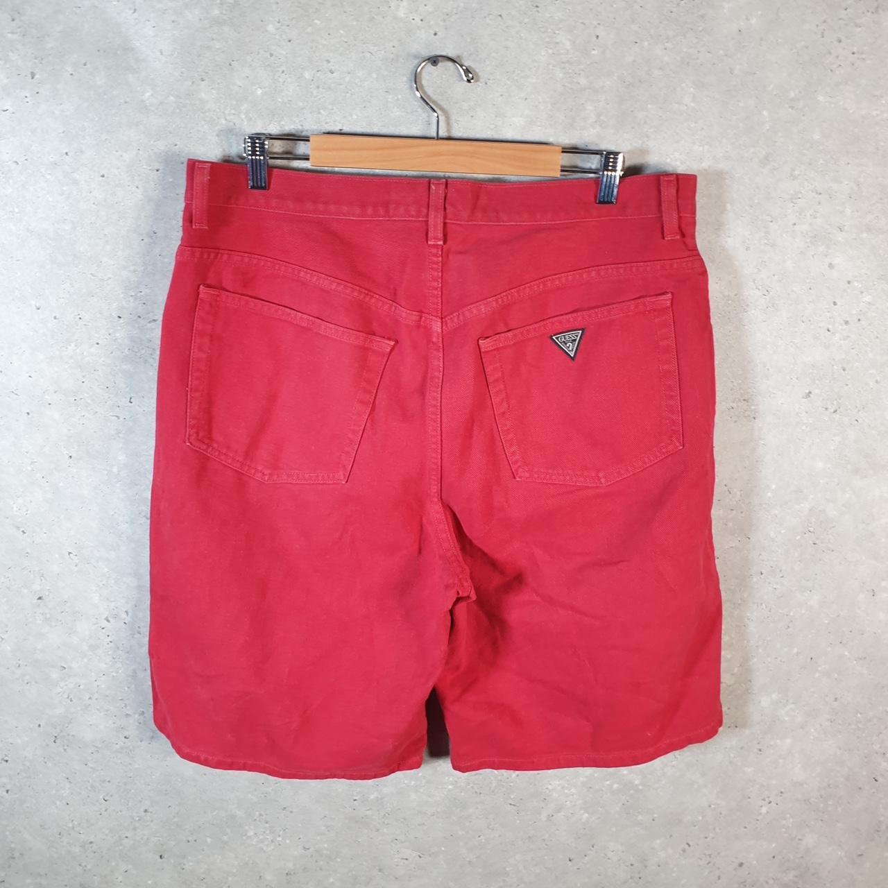 Vintage Guess Denim Shorts Jorts Cargo Men’s W36 Red Baggy Cotton