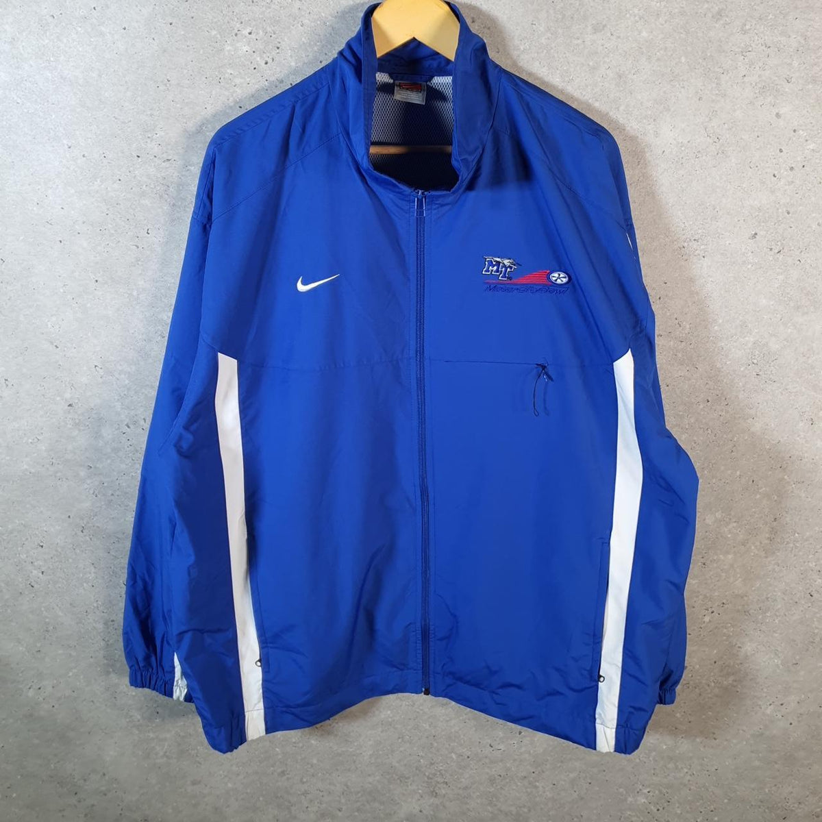 Vintage Nike Team Windbreaker Track Jacket Mens XL Blue USA Swoosh Full Zip USA