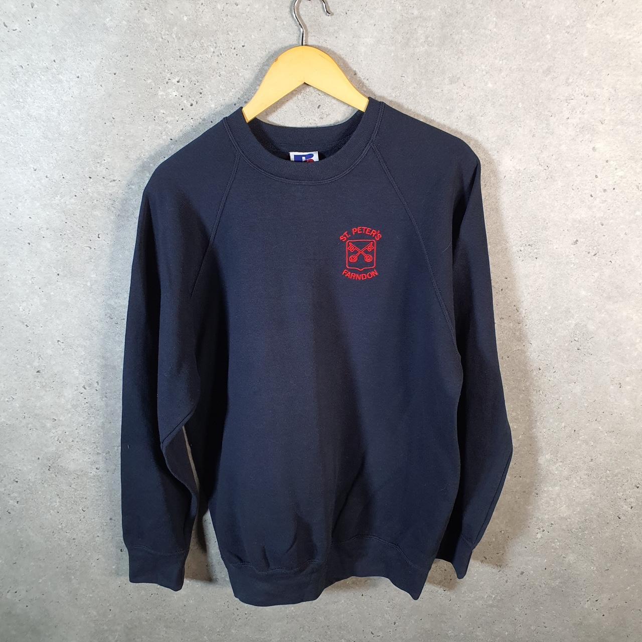 Vintage Russell Athletic St Peter’s Farndon USA Sweatshirt Men’s Medium Black Pullover