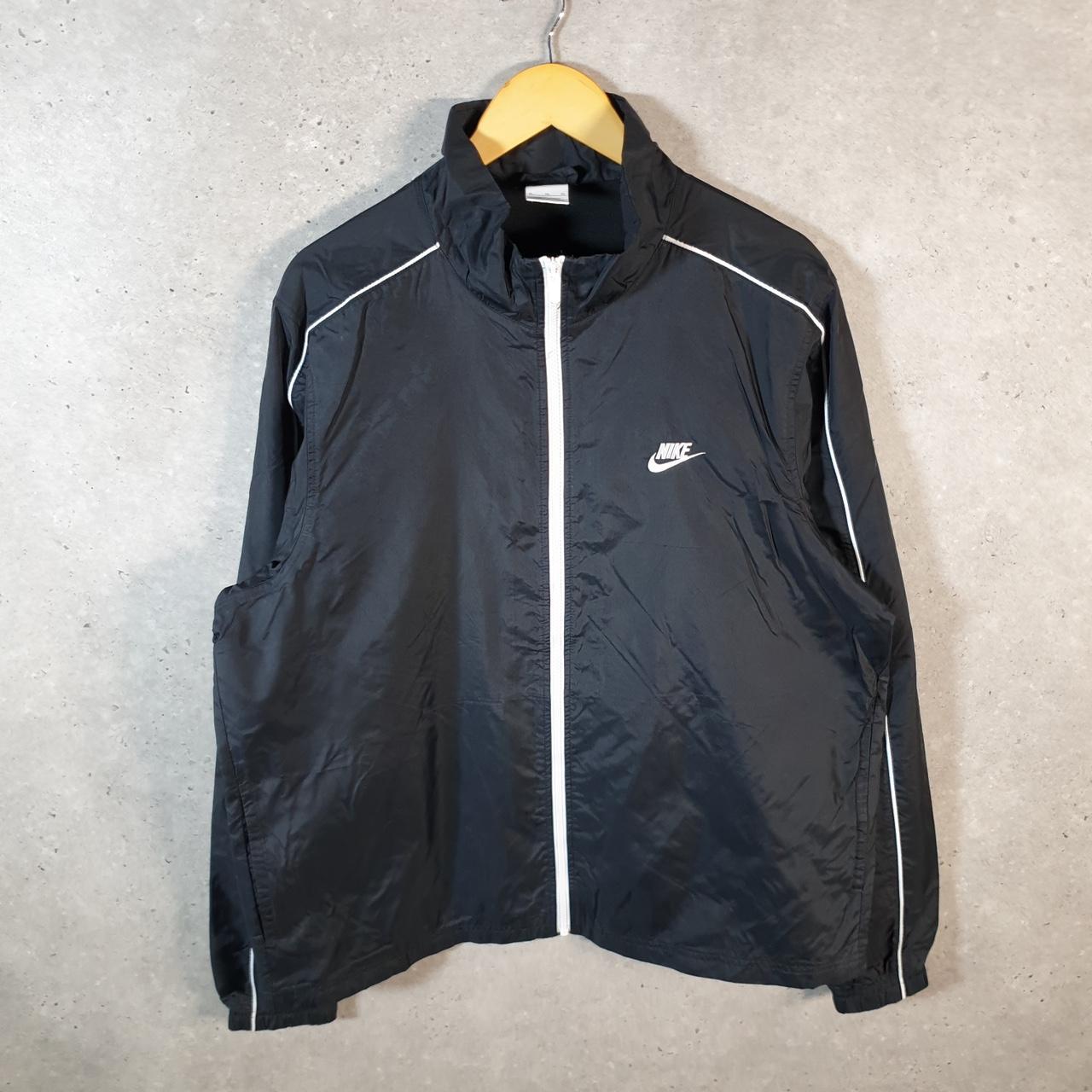 Vintage Nike Windbreaker Track Jacket Mens XL Black USA Swoosh Full Zip
