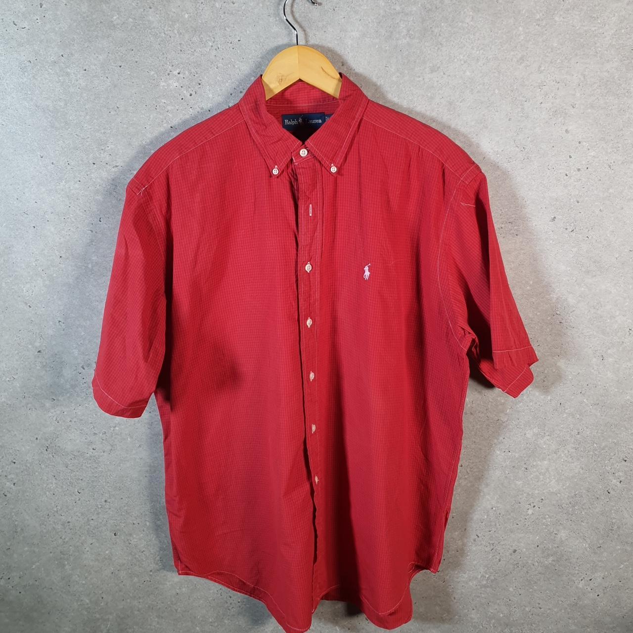 Vintage Ralph Lauren Button Down Shirt Men’s Large Red Blake Checkered Pony Casual C8476