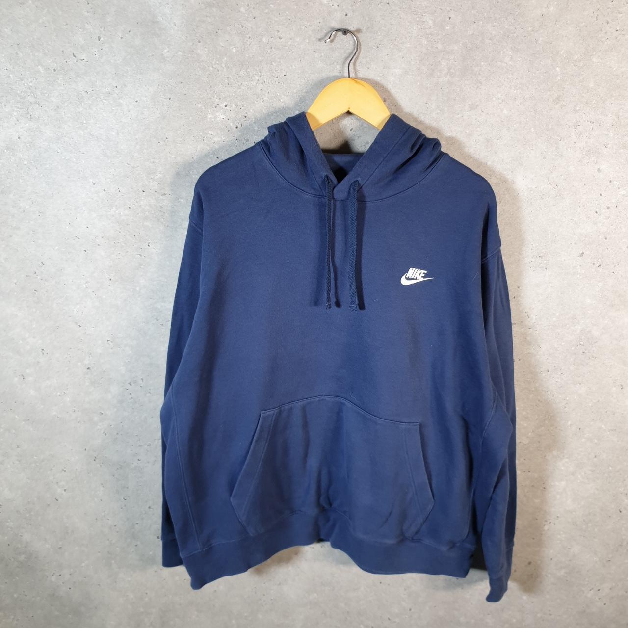 Vintage Nike Club Embroidered Hoodie Men’s XL Navy Blue Swoosh Y2K Pullover