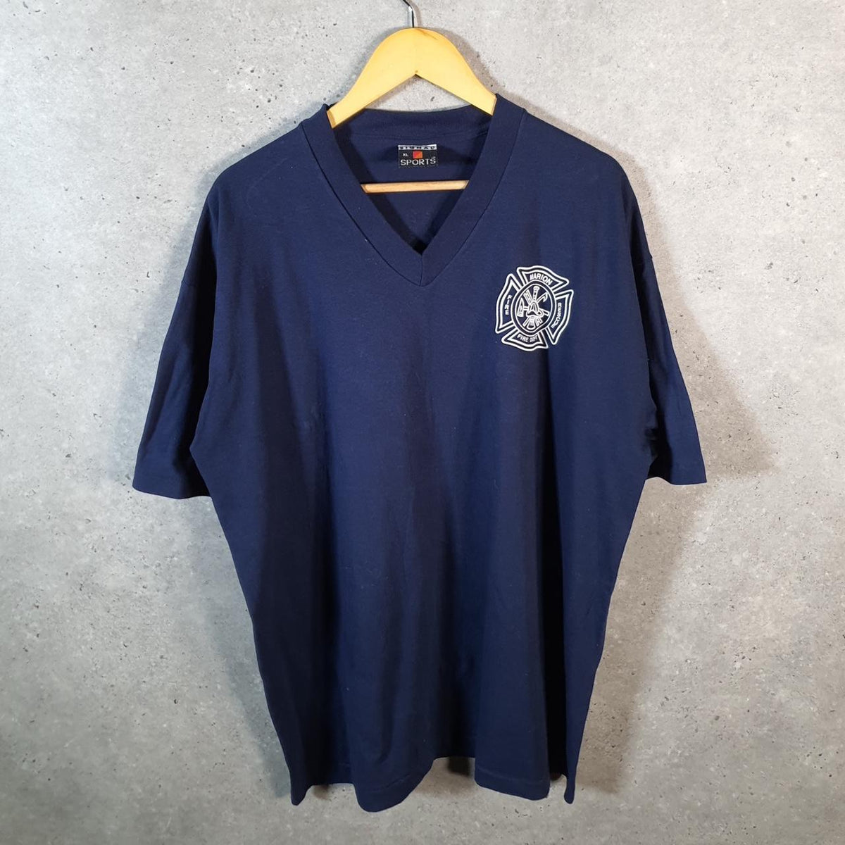 Vintage Signal Marion Fire Department 90s USA Single Stitch T Shirt Men’s XL Blue C8872