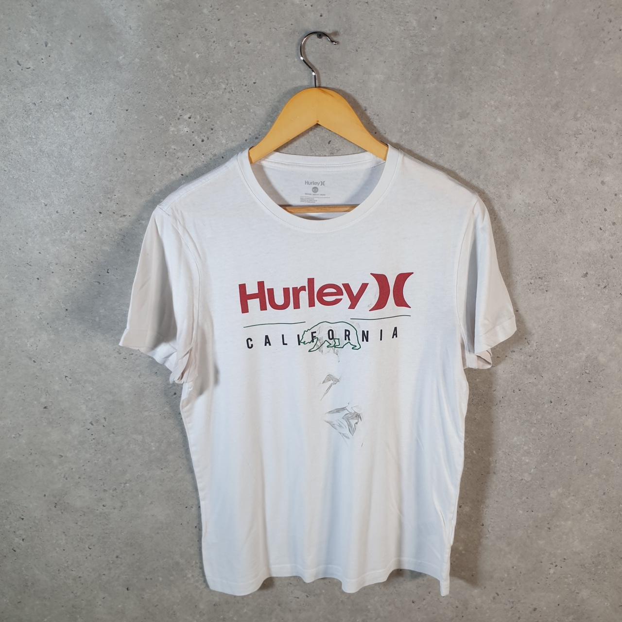 Vintage Hurley California T Shirt Men’s White Medium Casual Sports Logo Athletic