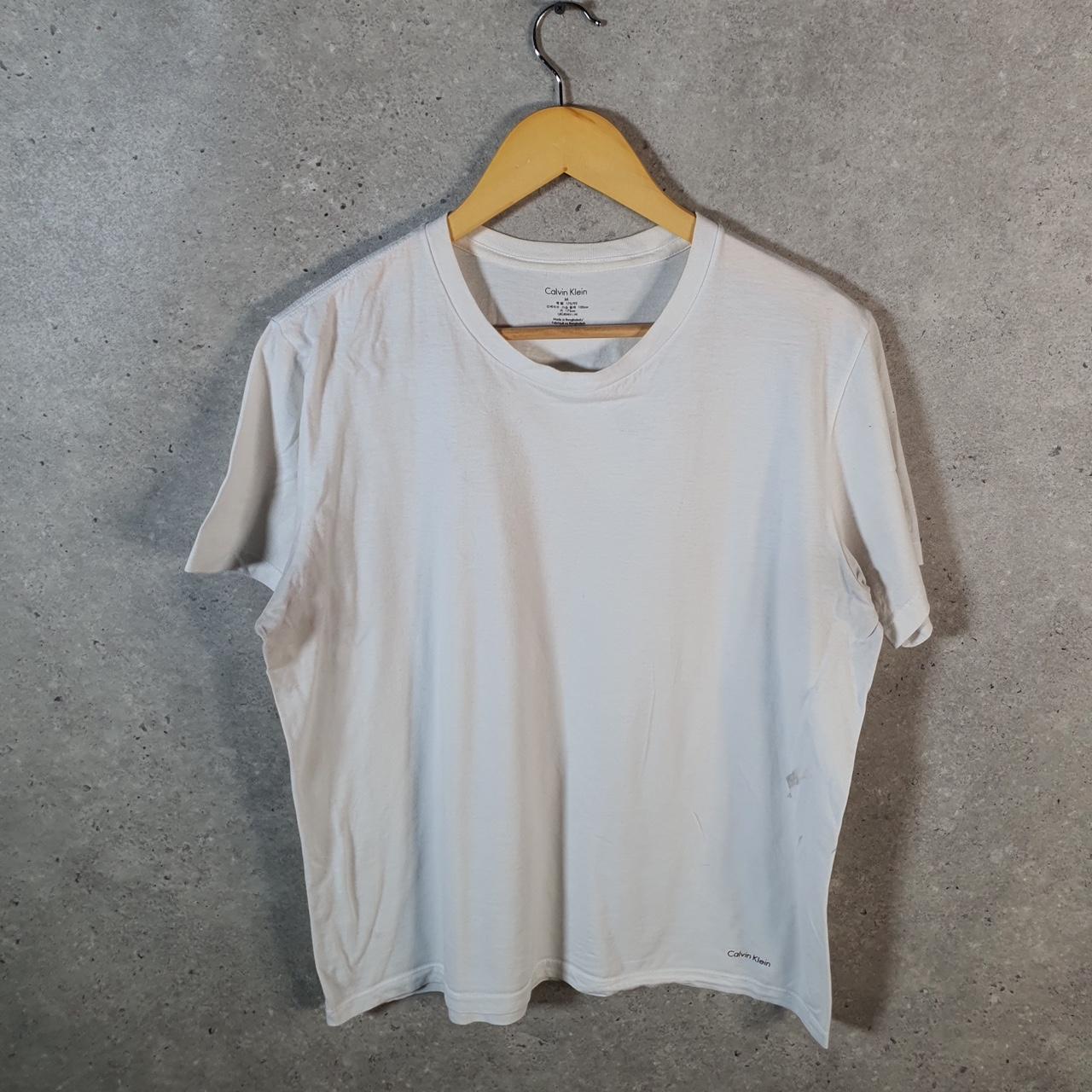 Vintage Calvin Klein Spellout Blank T Shirt Men’s Medium White Casual Sports