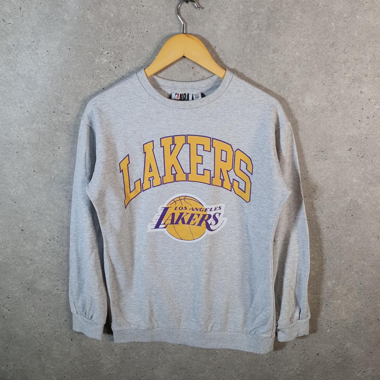 Vintage NBA Los Angeles Lakers Sweatshirt Boys Large Grey Pullover Pro Sport USA