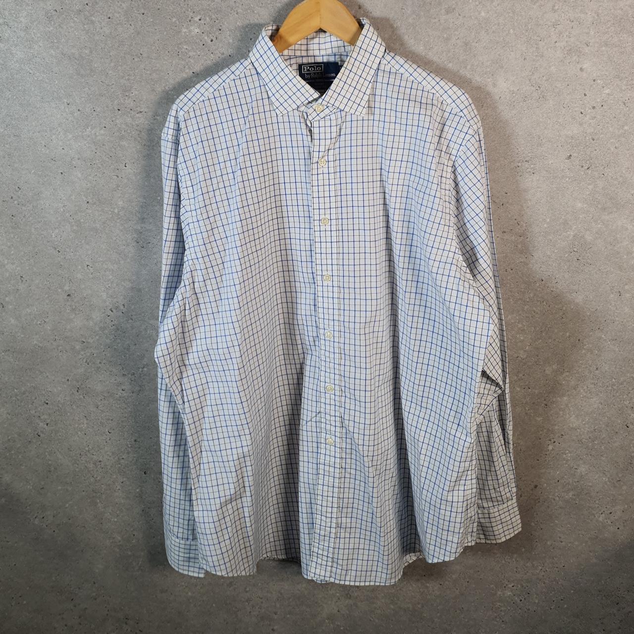 Vintage Ralph Lauren Button Down Shirt Men’s XL White Checkered Regent Classic Fit Cotton Big Fish Vintage