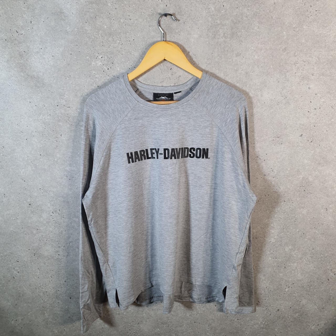 Vintage Harley Davidson Spellout Sweatshirt Mens Large Grey Skull Motorcycle USA Pullover