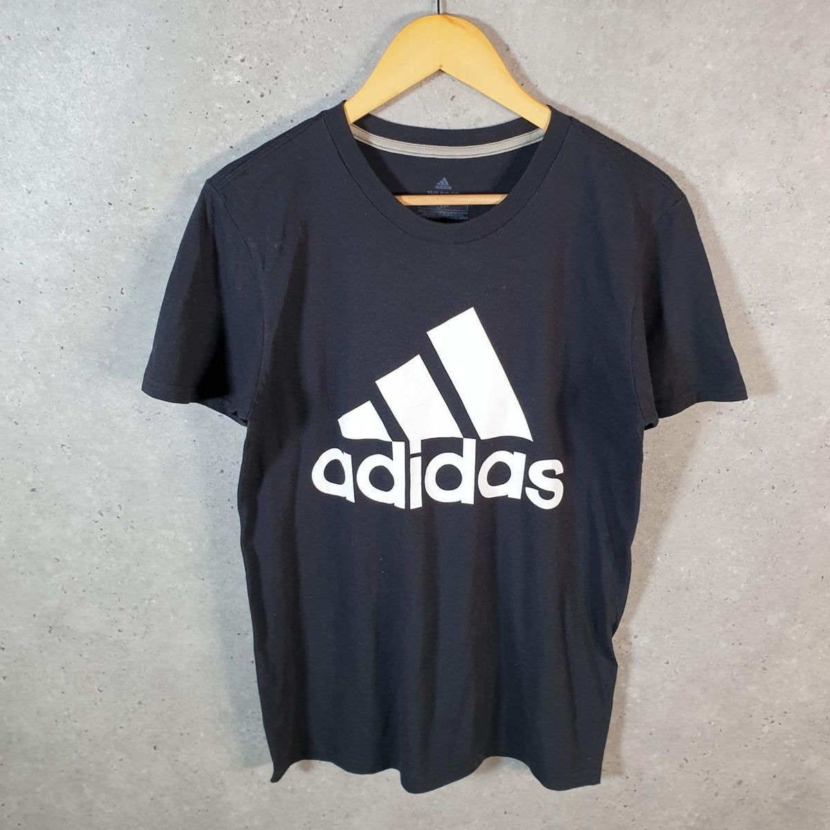 Vintage Adidas Go To Performance Tee T Shirt Men’s Small Black Three Stripes Logo Athletic