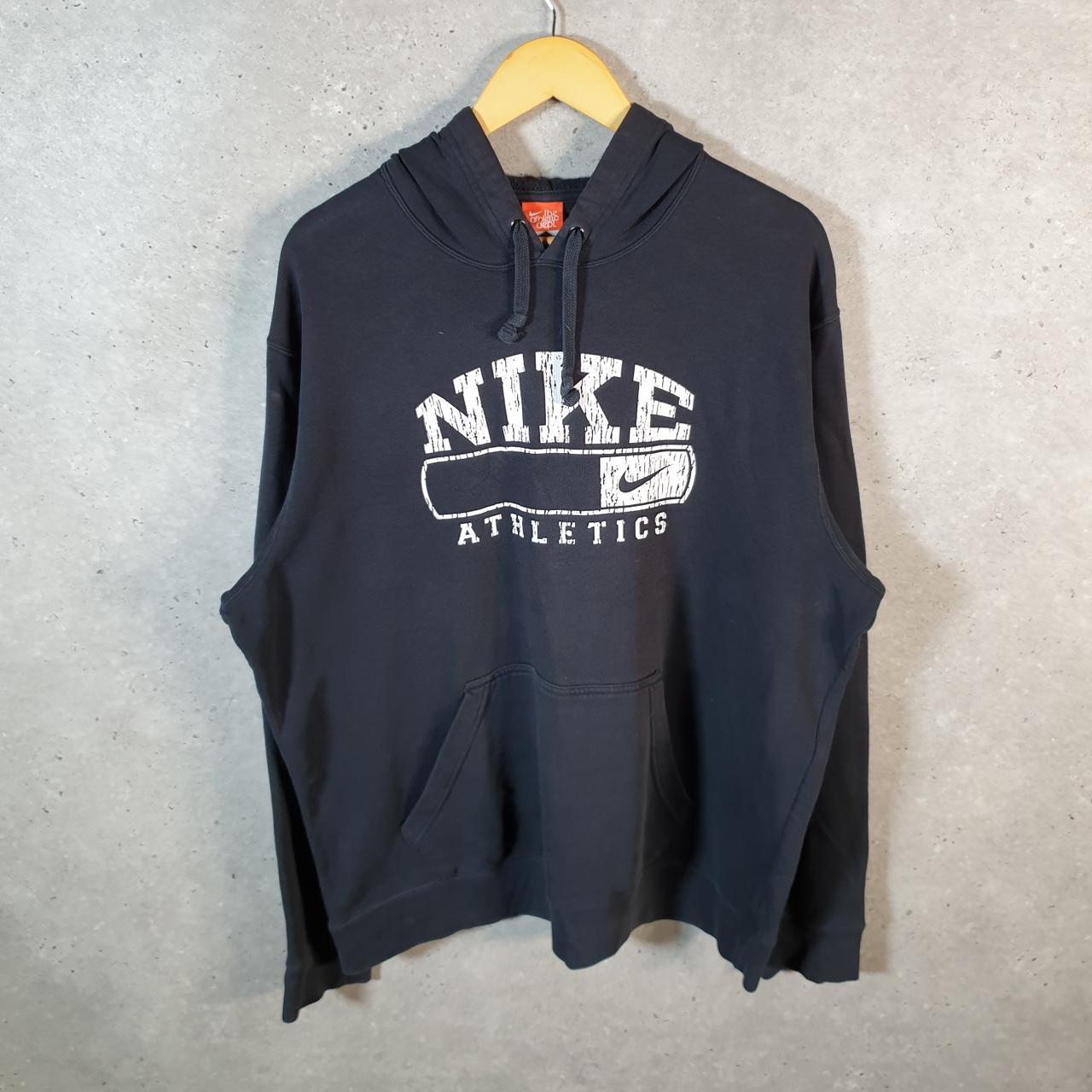 Vintage Nike 90s Athletic Department Hoodie Men’s Large Black Swoosh Pullover