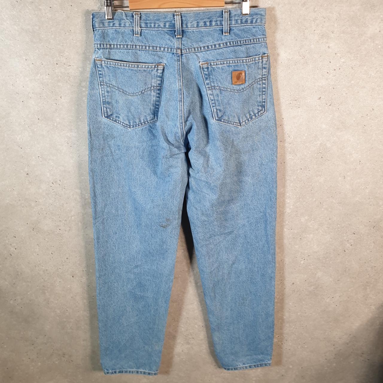 Vintage Carhartt Workwear Carpenter Jeans Mens W34 L32 Blue Denim Relaxed Fit USA