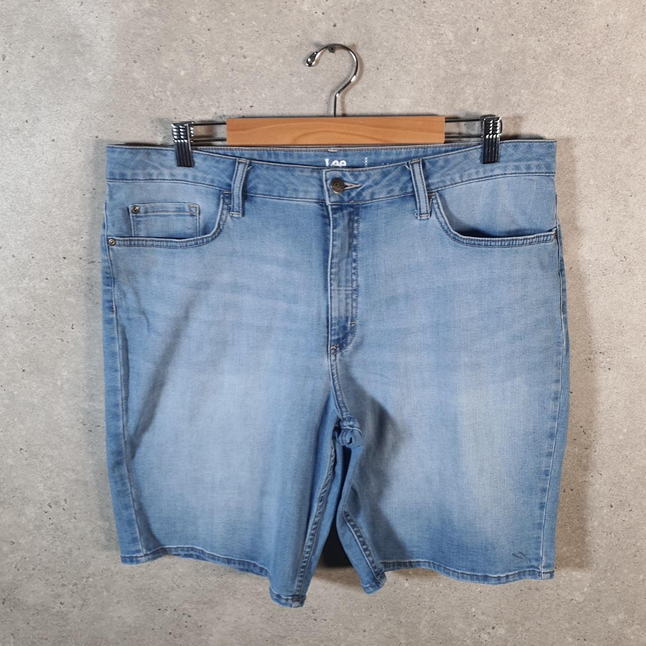 Vintage Lee Baggy Shorts Jorts Cargo Womens W36 Blue Denim Relaxed Cargo