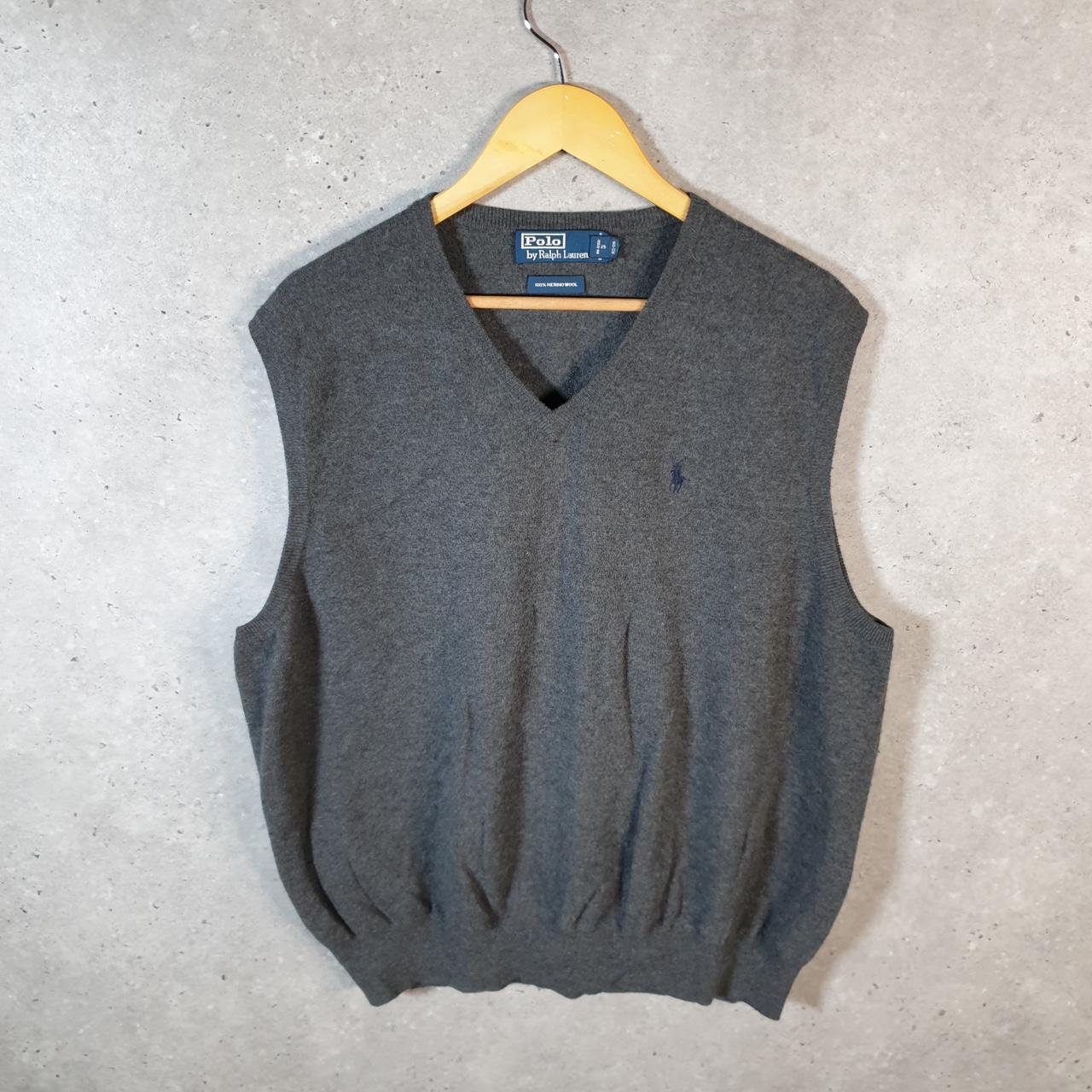 Vintage Ralph Lauren Polo Tank Vest Merino Wool Sweatshirt Men’s XL Grey Pullover Pony