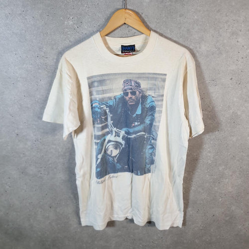 Vintage Best Fruit of the Loom Grant Sainsbury USA Single Stitch T Shirt Men’s Large White Big Fish Vintage