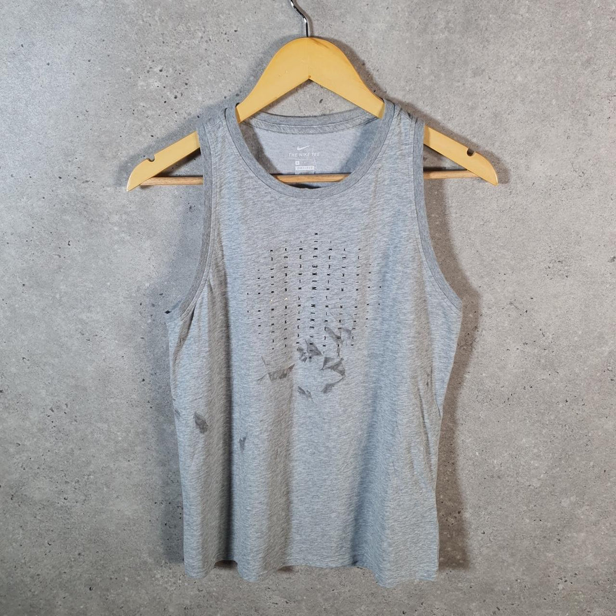 Vintage Nike Dri Fit Spellout Vest Men’s Small Grey Swoosh Athletic