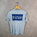 Vintage Levis Spellout T Shirt Shirt Men’s Medium Blue Logo Athletic Casual