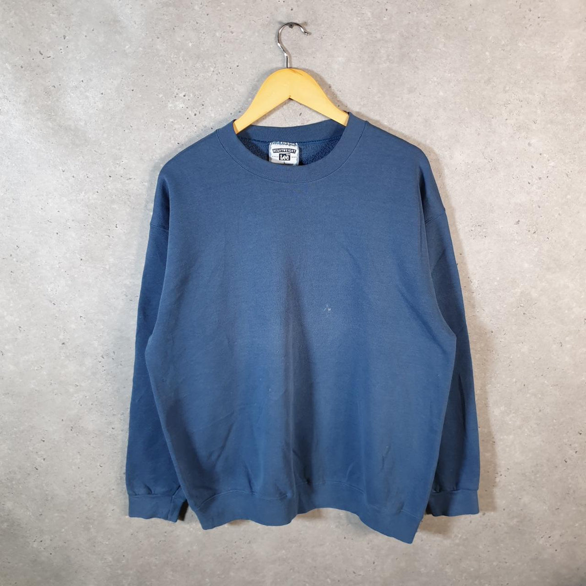 Vintage Lee Heavyweight Sweatshirt Men’s Large Blue USA Pullover Blank Baggy