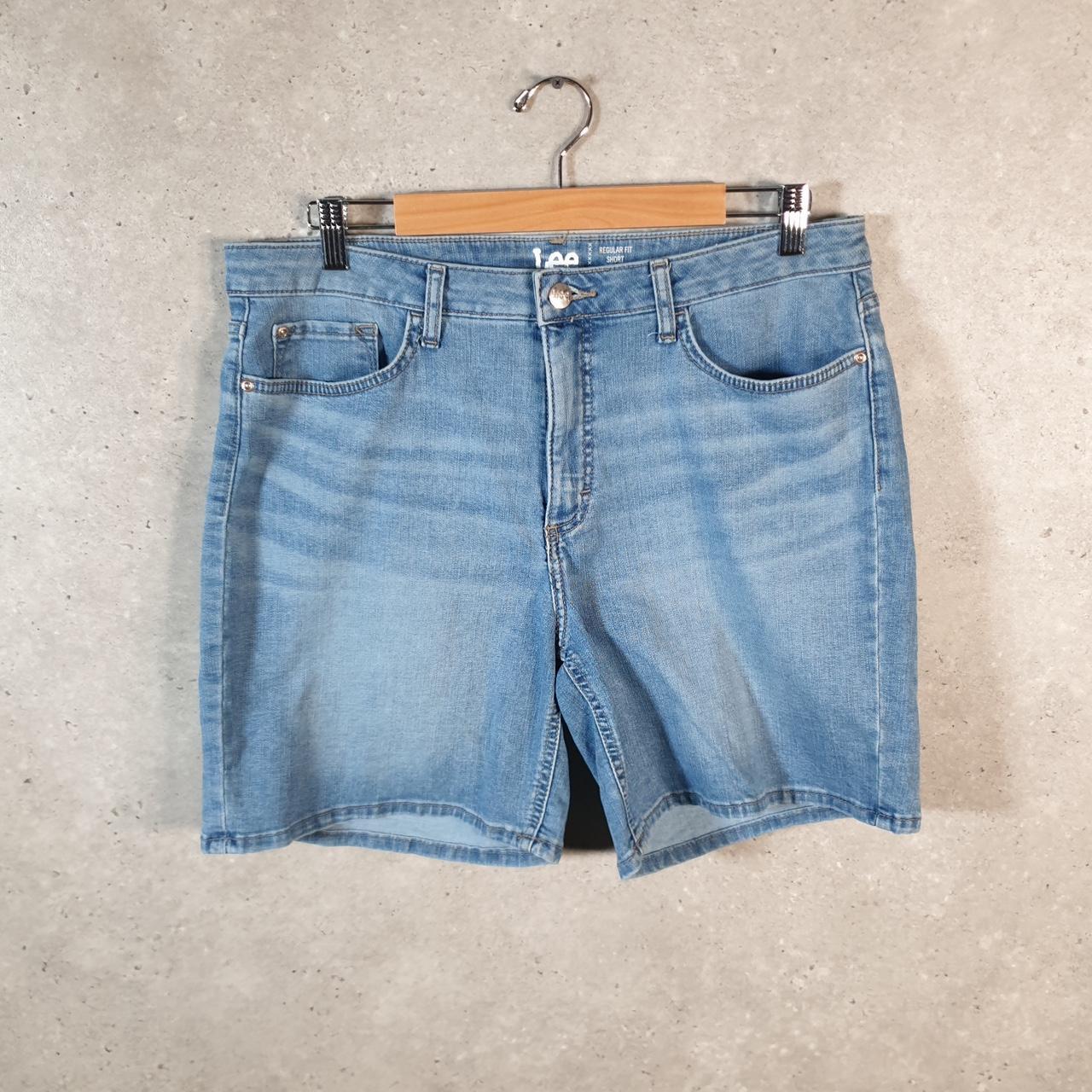 Vintage Lee Baggy Shorts Jorts Cargo Womens W34 Blue Relaxed Denim