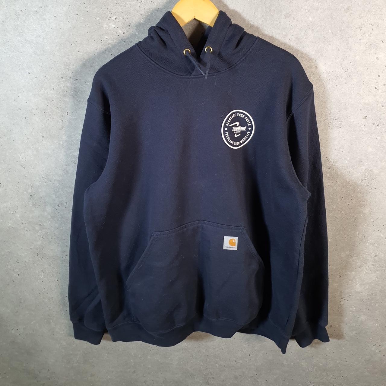 Vintage Carhartt Hoodie Men’s Large Navy Blue Pullover Blank USA Loose Fit