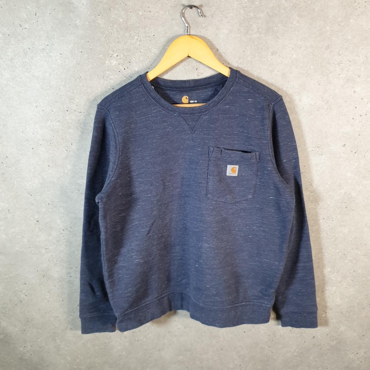 Vintage Carhartt Sweatshirt Womens Medium Navy Blue Pullover Blank USA Relaxed Fit