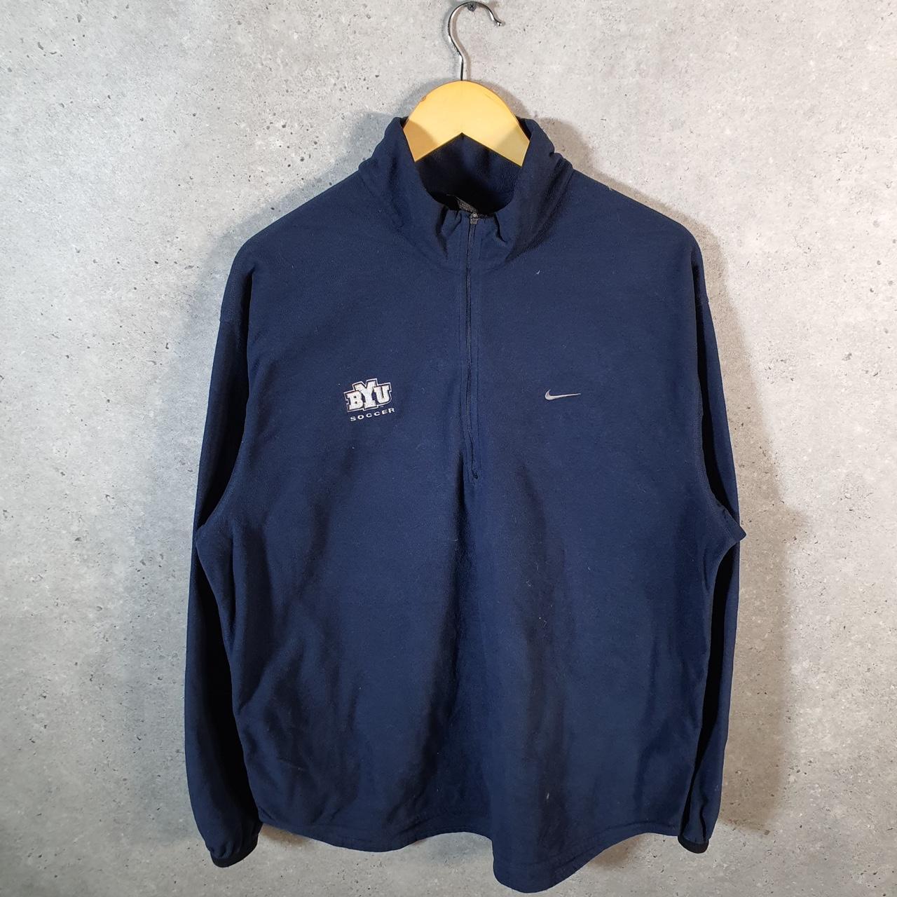 Vintage Nike 90s Therma Fit 1/4 Zip Sweatshirt Men’s Large Navy Blue Swoosh Y2K Pullover