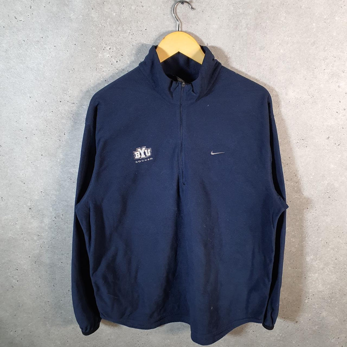 Vintage Nike 90s Therma Fit 1/4 Zip Sweatshirt Men’s Large Navy Blue Swoosh Y2K Pullover