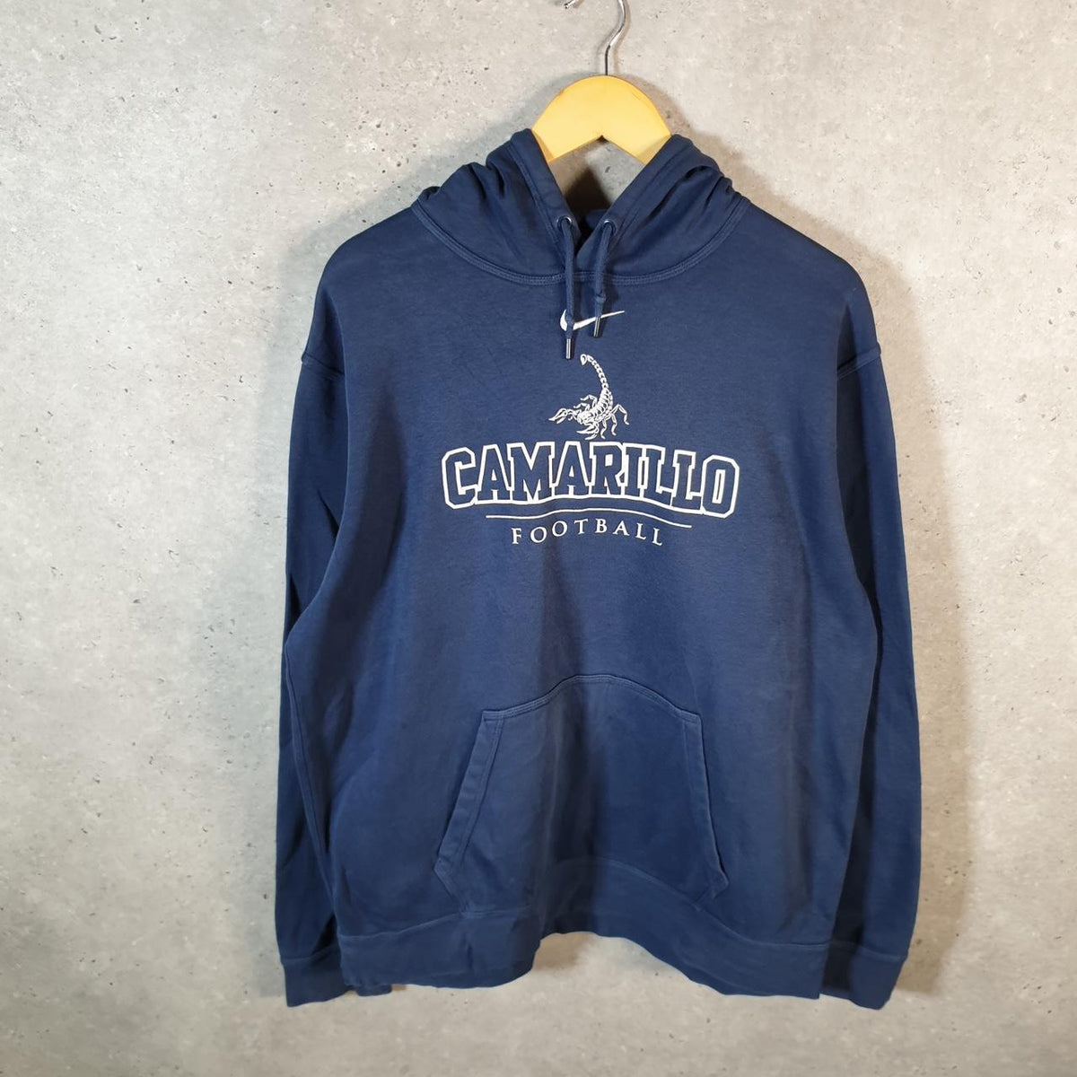 Vintage Nike Centre Swoosh Camarillo Football Hoodie Men’s Large Navy Blue Swoosh