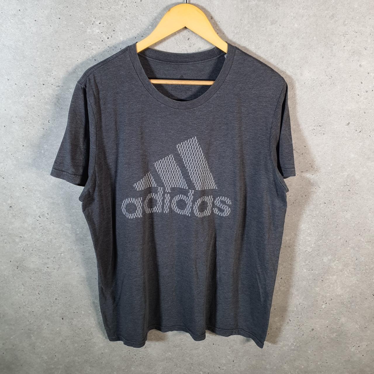 Vintage Adidas Amplifier Retro T Shirt Men’s Large Grey Three Stripes Logo