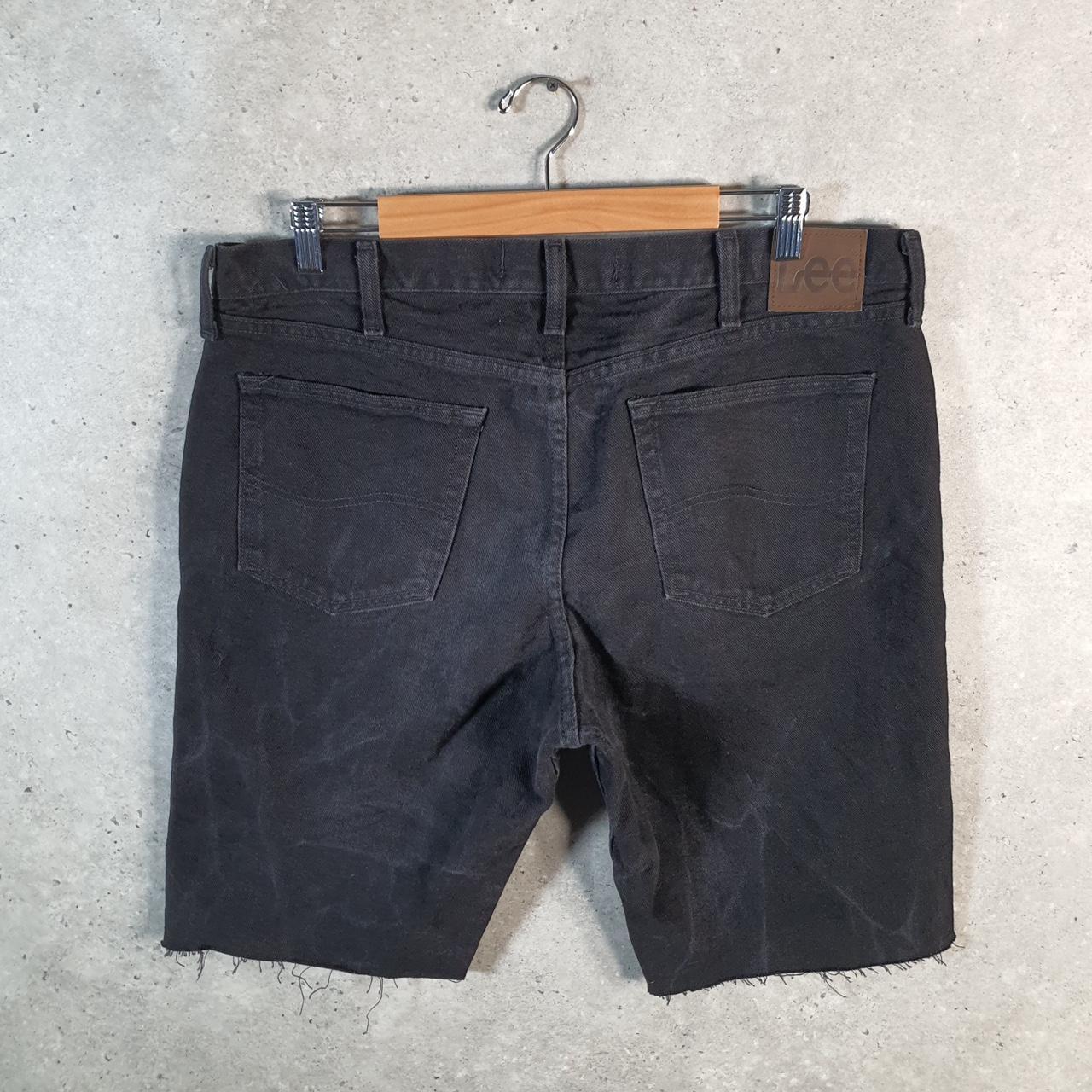 Vintage Lee Denim Shorts Jorts Cargo Men’s W38 Black Baggy Cotton